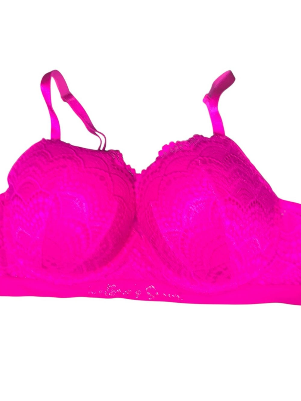 Victoria Secret Lace T-shirt Push Up Full Coverage Bra 38D fushia glam